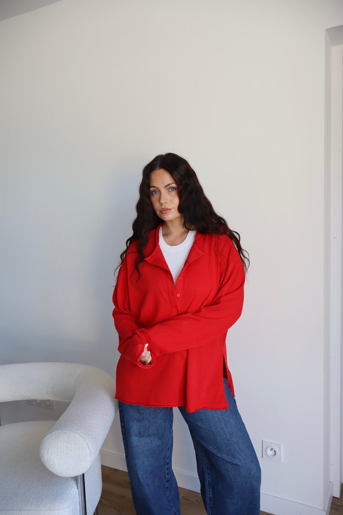 TOP À BOUTONS CHARLIE ROUGE