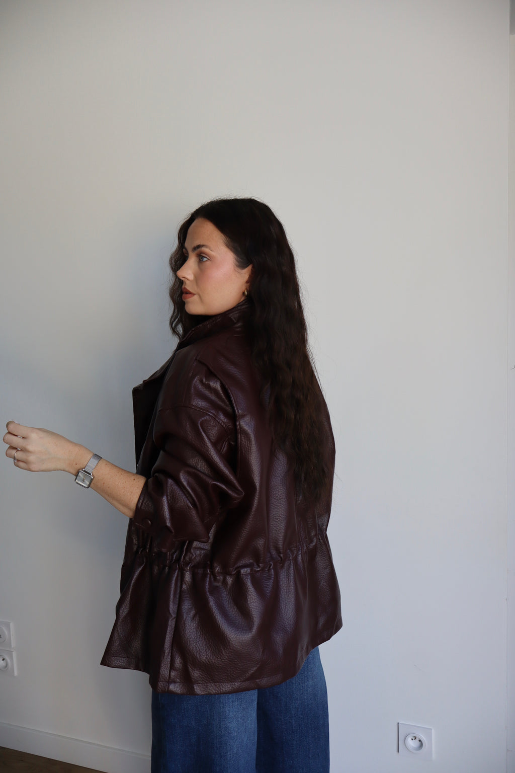 VESTE SIMILI LOUNA BORDEAUX