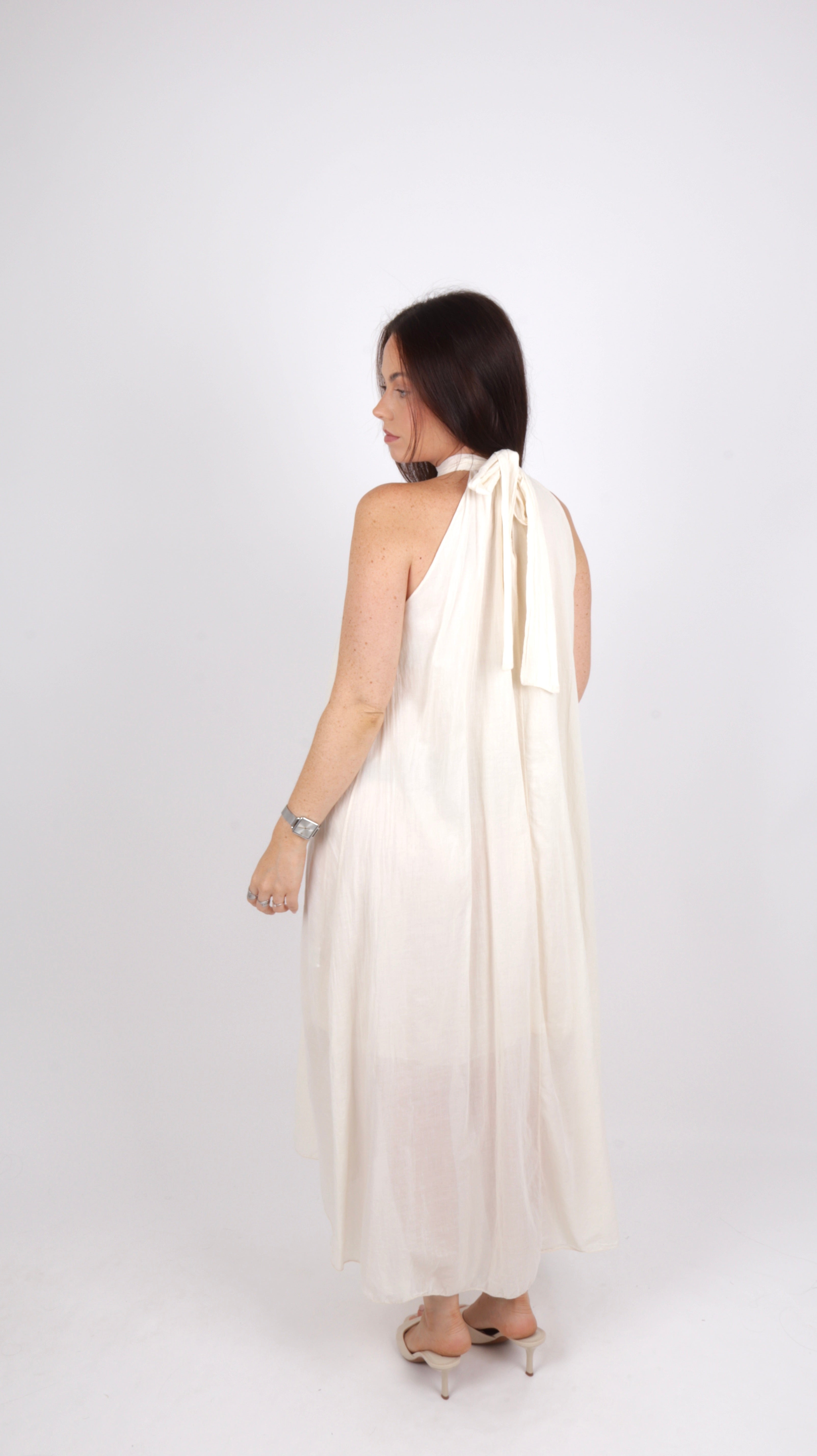 ROBE COL MONTANT LOUISE BEIGE