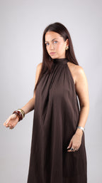 PRÉCOMMANDE - ROBE COL MONTANT LOUISE CHOCO