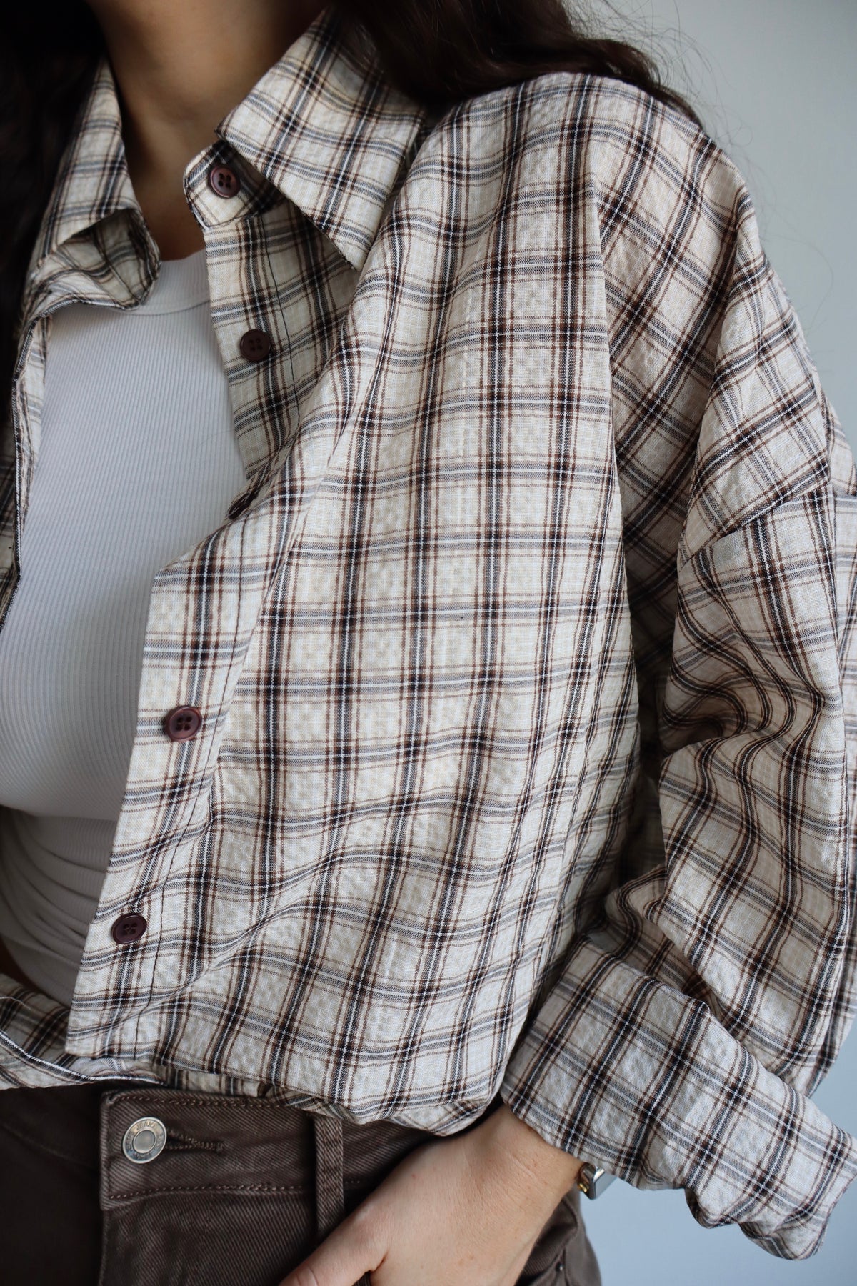 CHEMISE CARREAUX LOLY ECRU