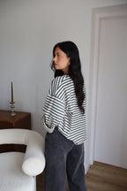 TOP RAYÉ GISÈLE ECRU/GRIS